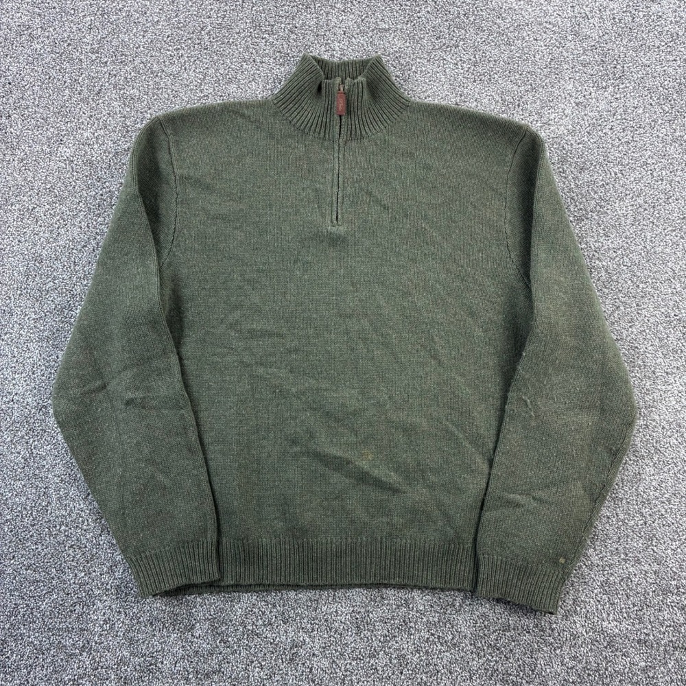 Polo Ralph Lauren Sweater Mens XL Green Lambs Wool 1/4 Zip Knit Pullover